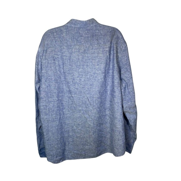 UNTUCKit Wrinkle Resistant 100 % Linen Long Sleeve Button Down Shirt XXL Blue - Picture 2 of 11